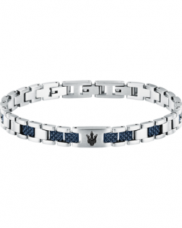 JM225AVD87 ICONIC BR SS BLACK+BLUE 18.5+3CM PULSERA MASERATI GIOIELLI