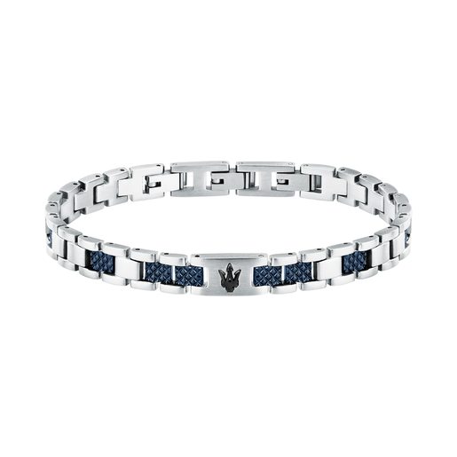 JM225AVD87 ICONIC BR SS BLACK+BLUE 18.5+3CM PULSERA MASERATI GIOIELLI