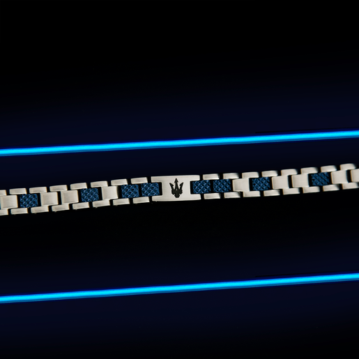 JM225AVD87 ICONIC BR SS BLACK+BLUE 18.5+3CM PULSERA MASERATI GIOIELLI - Imagen 6