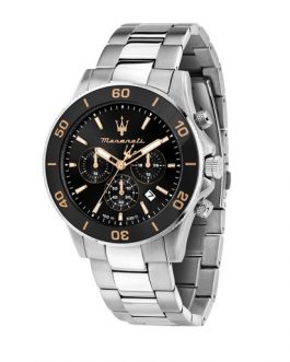 R8873600003 COMPETIZIONE 43MM CHR BLACK DIAL BR SS MASERATI