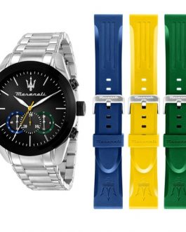 R8873612061 TRAGUARDO 45MM CHR BK DIAL SS BR+3 SIL S MASERATI